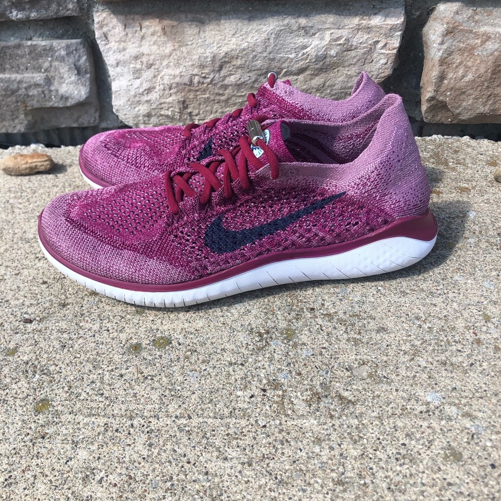 Nike Free Run Flyknit 2018 Raspberry Red Women’s Running Atheltic Shoes Size 7.5